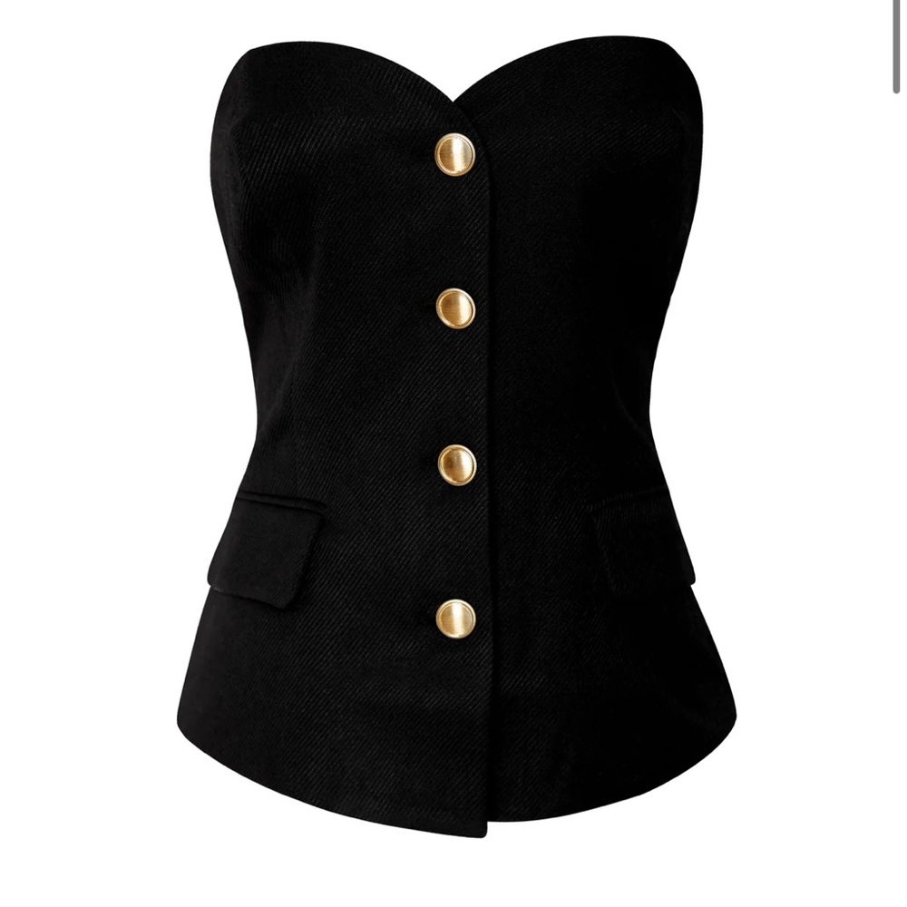 Shop Priceless Taye Black Button Down Bustier Top NWT Size Large